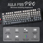 Aula F99 PRO Wireless 3-in-1 Mechanical Gaming Keyboard, Side-Engraved Keycaps, 8000mAh Battery, Rotary Knob, Gradient Gray, Nimbus Switch, Gasket