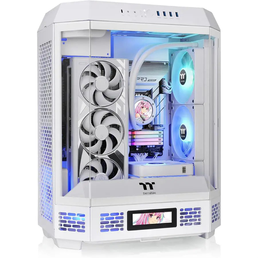 Thermaltake Tower 600 Snow Mid-Tower ATX Case, 3 Tempered Glass Panels, Hidden-Connector Motherboard Support, Rotational PCI-e Slots, White