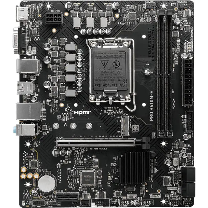 MSI PRO H610M-E Motherboard, LGA1700 Socket, DDR5 Up To 5600MHz, PCIe 4.0, Micro-ATX