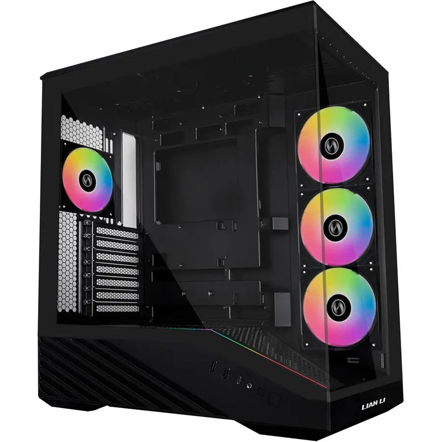 Lian Li Vector V100 ATX Mid-Tower PC Case, Black, Dual 4mm Tempered Glass Panels, ARGB Lighting, Supports ITX M-ATX ATX E-ATX, Up To 9 Fans, 360mm Radiator, GPU Support Bracket