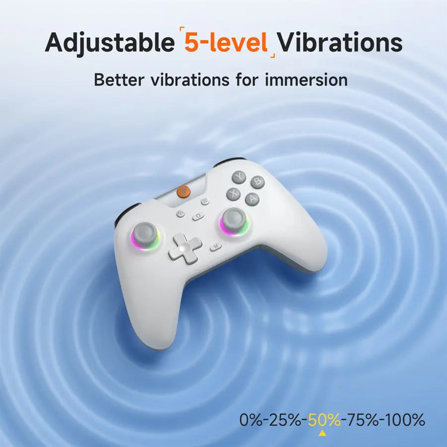 EasySMX X05 Gaming Controller, Hall Effect Joysticks, Multiplatform, RGB Effects, Adjustable 5-Level Vibration, 750mAh Battery, Oyster White