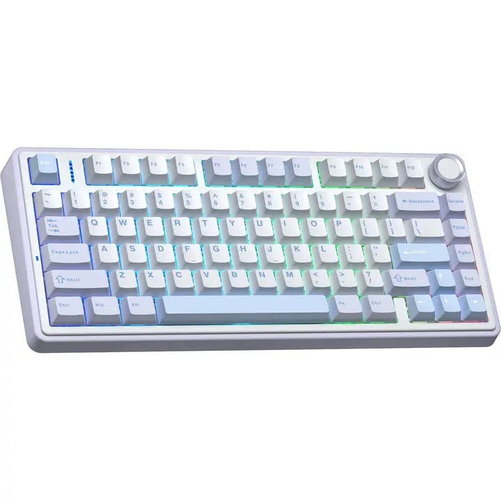 AULA F75 75% Wireless Mechanical Keyboard, Greywood V3 Hot-Swap Switches, RGB Backlit, Gasket Structure, 2.4GHz Bluetooth 5.0 USB Type-C, 4000mAh Battery, Blue