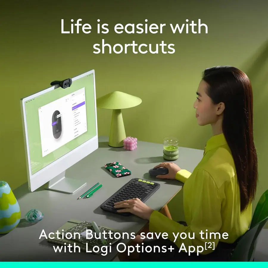 Logitech POP Mouse Wireless Mouse, High Precision Optical Tracking, 1000-4000 DPI, 4 Buttons, Multi-Device 3 Easy-Switch, Graphite 910-007401