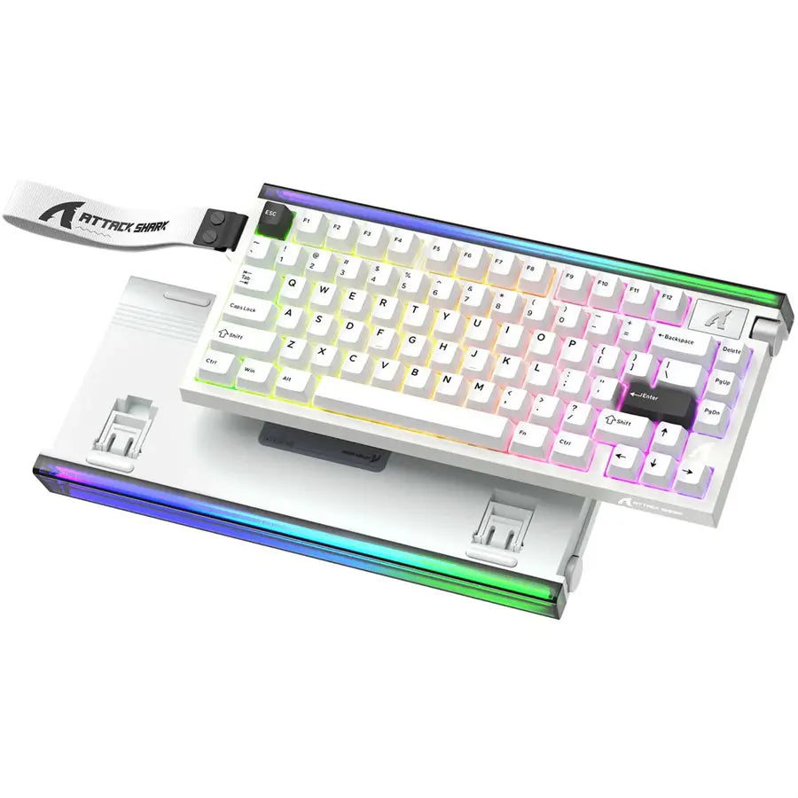ATTACK SHARK R85 HE Rapid Trigger Keyboard Magnetic Switch, 75% Wired 8KHz Magnetic Keyboard, 0.005mm Rapid Trigger Accuracy, 8000Hz Polling Rate, Custom RGB Lightbox - White