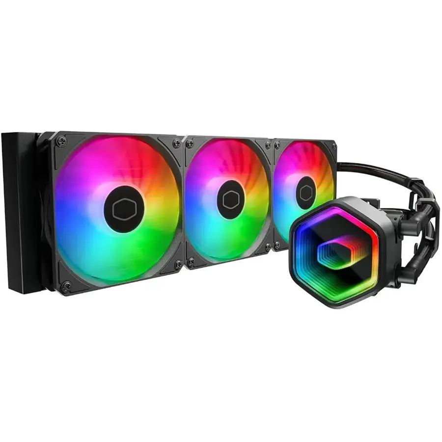 Cooler Master MasterLiquid Core II 360 Liquid CPU AIO Cooler, 360mm Radiator, 3X ARGB PWM Fans 650 To 1,750, Infinity Mirror Dual-Chamber Pump, AMD AM5 and AM4 and Intel LGA 1851 and 1700, Black, MLW-D36M-A18PA-R1
