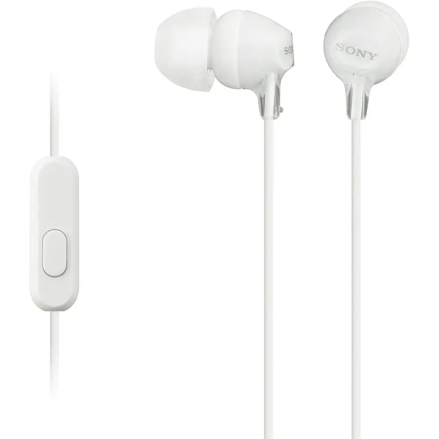 Sony MDR-EX15AP Headphones (White) In-Ear Earbud with Smartphone Control with Mic