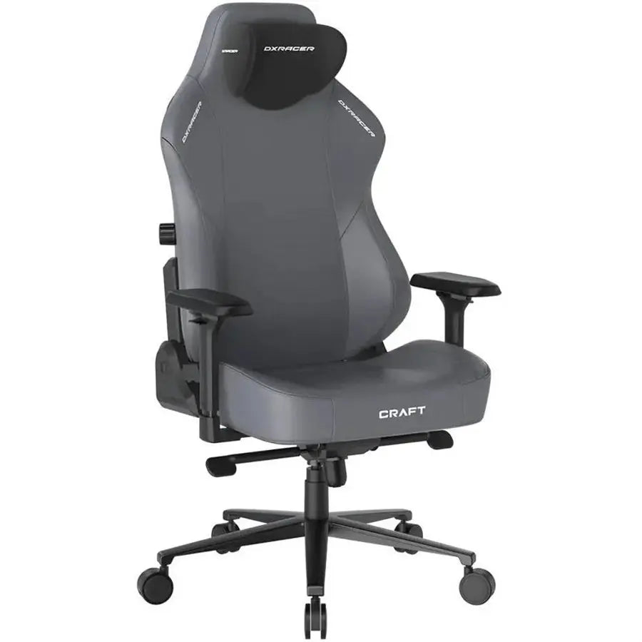 Dxracer CRAFT Series Cloud Comfort Gaming Chair, CloudSense Layered Sponge, Zero-Pressure Headrest, 2D Lumbar Support, 4D Armrests, 15° Rocking, Grey, Plus/XL