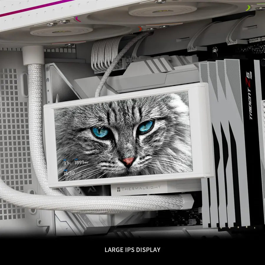 Thermalright Trofeo Vision 360 ARGB White Liquid CPU Cooler, 6.86-Inch Magnetic IPS LCD Screen, 2400x1080 Resolution, Intel LGA1700/1851, AMD AM4/AM5