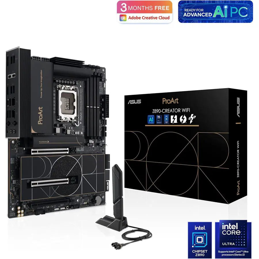 ASUS ProArt Z890-CREATOR WIFI Z890 ATX Motherboard, LGA1851, DDR5, PCIe5.0, Thunderbolt5 Type-C, 10Gb and 2.5Gb LAN, WiFi7