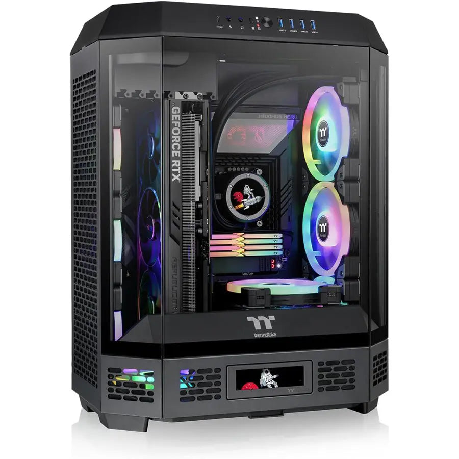 Thermaltake Tower 600 Mid Tower ATX Case, 3 Tempered Glass Panels, Hidden-Connector Motherboard Support, Rotational PCIe Slots, Black, CA-1Z1-00M1WN-00