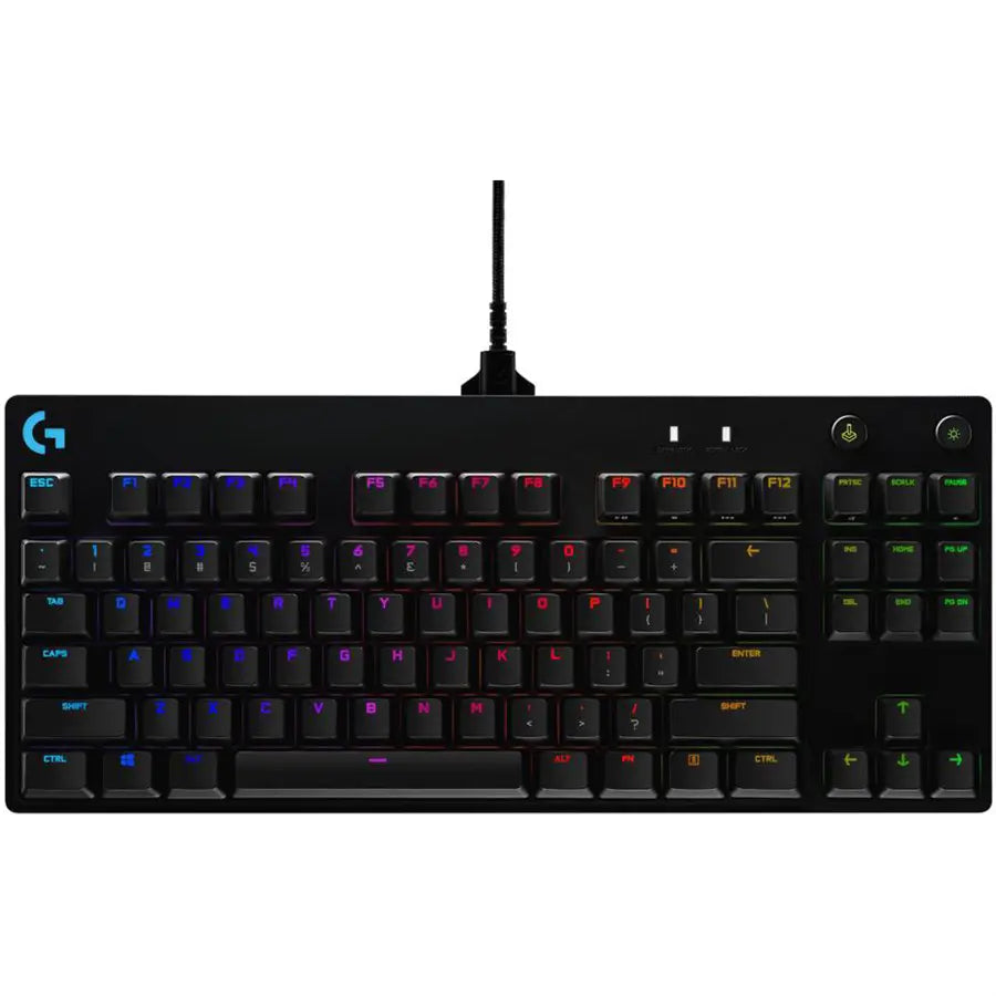 Logitech G PRO Mechanical Gaming Keyboard Wired Mechanical Gaming Keyboard, GX Clicky Switches, Tenkeyless, LIGHTSYNC RGB, Detachable Cable, Black, 920-009396