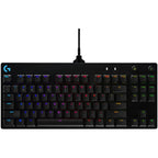 Logitech G PRO Mechanical Gaming Keyboard Wired Mechanical Gaming Keyboard, GX Clicky Switches, Tenkeyless, LIGHTSYNC RGB, Detachable Cable, Black, 920-009396