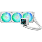 ASUS Prime LC 360 ARGB White Edition, All-in-One CPU Liquid Cooler, Special CPU Contact Area, Finned Channels, Infinity Mirror Lens, Integrated ARGB Fans, Aura Lighting, Reinforced Sleeved Tubing, 400mm Tubing
