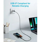 Anker 322 USB-C To USB-C Cable, 3ft Braided 60W Max Charging, Black