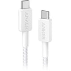 Anker 322 USB-C To USB-C Cable, 3ft Braided 60W Max Charging, White