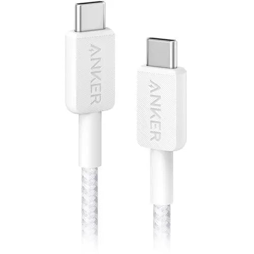 Anker 322 USB-C To USB-C Cable, 3ft Braided 60W Max Charging, White