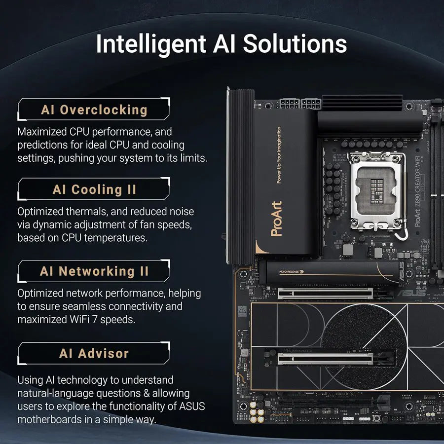 ASUS ProArt Z890-CREATOR WIFI Z890 ATX Motherboard, LGA1851, DDR5, PCIe5.0, Thunderbolt5 Type-C, 10Gb and 2.5Gb LAN, WiFi7