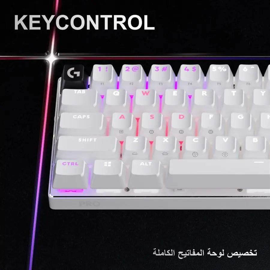 Logitech PRO X 60 Wireless 60% Gaming Keyboard | White US International Tactile | 920-011930