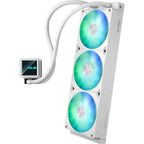 ASUS Prime LC 360 ARGB White Edition, All-in-One CPU Liquid Cooler, Special CPU Contact Area, Finned Channels, Infinity Mirror Lens, Integrated ARGB Fans, Aura Lighting, Reinforced Sleeved Tubing, 400mm Tubing