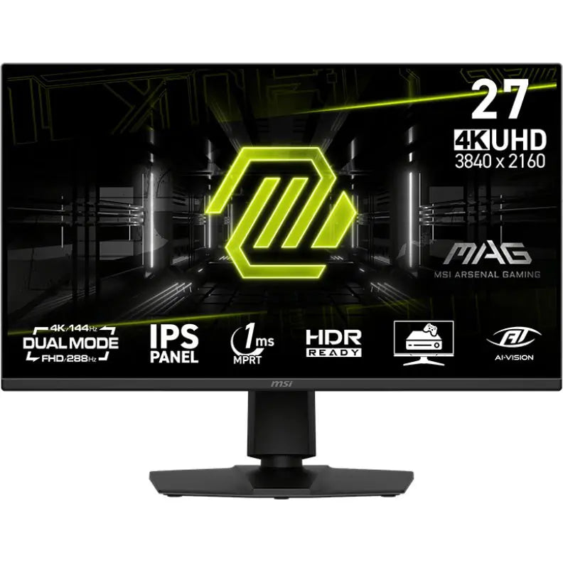 MSI MAG 275UPD E14 Gaming Monitor, 27 Inch IPS, UHD 144Hz, FHD 288Hz, 1ms MPRT, Adaptive-Sync, HDR Ready, DisplayPort 1.4a, HDMI 2.1