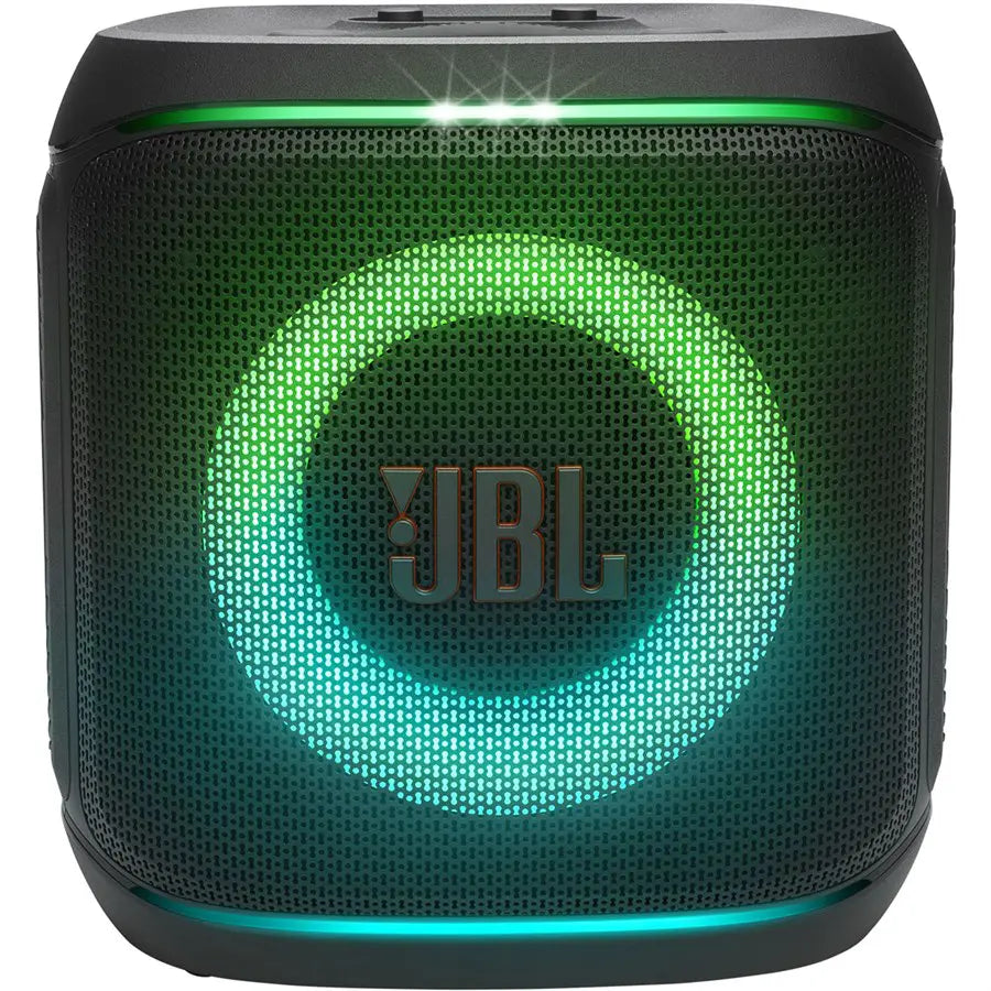 JBL PartyBox Encore 2 Portable Speaker, 100W RMS, JBL Pro Sound With AI Sound Boost, Dynamic Lightshow, Up To 15 Hours Play Time, Includes 2 Wireless Mics, IPX4, JBLPBENCORE22MICAS, Black