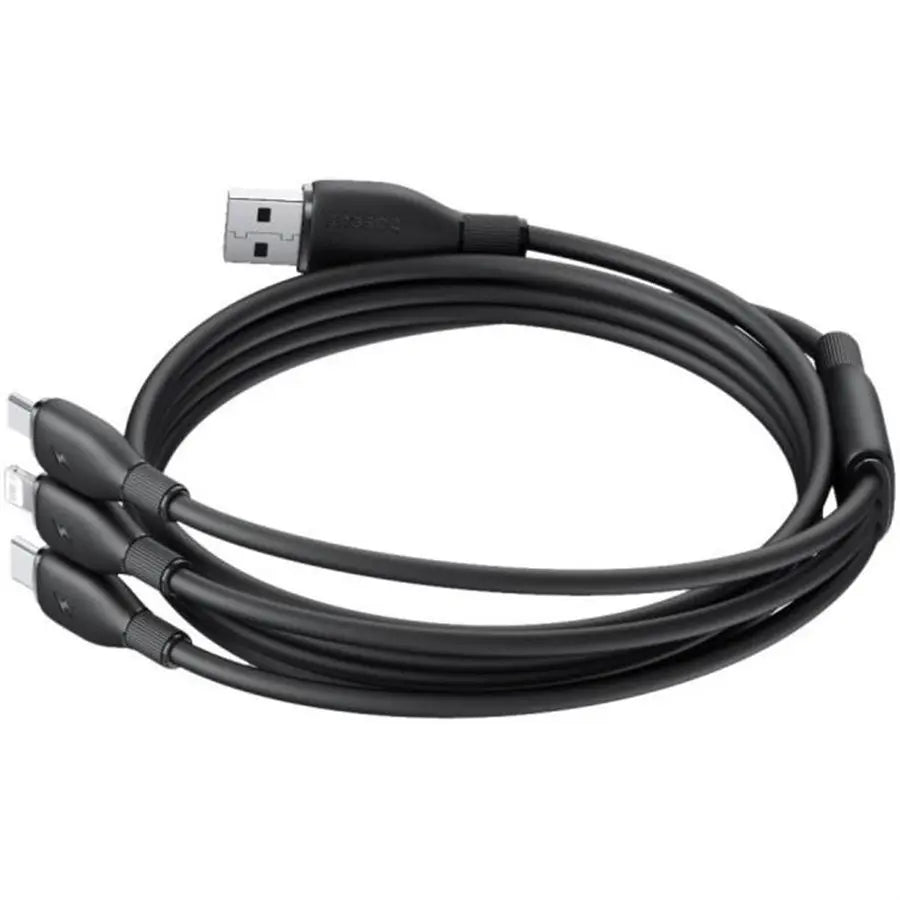 Baseus Ultra-Fast One-for Three Fast Charging Cable USB-A to M+L+C 3.5A 1.3m Cosmic Black | P10376303121-00
