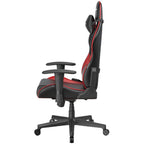 DXRacer Prince Series Gaming Chair, Racing Style, Cooling Gel Headrest, Lumbar Support, 2D Armrest, 90-135 Degree Recline, PVC Leather, Black Red
