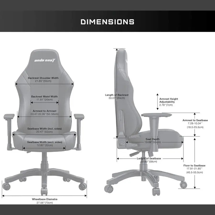 Anda Seat Luna Large Gaming Chair, Ergonomic Reclining Design, PVC Leather, Heavy Duty Neck and Back Support, Rocking Function, Black and Red