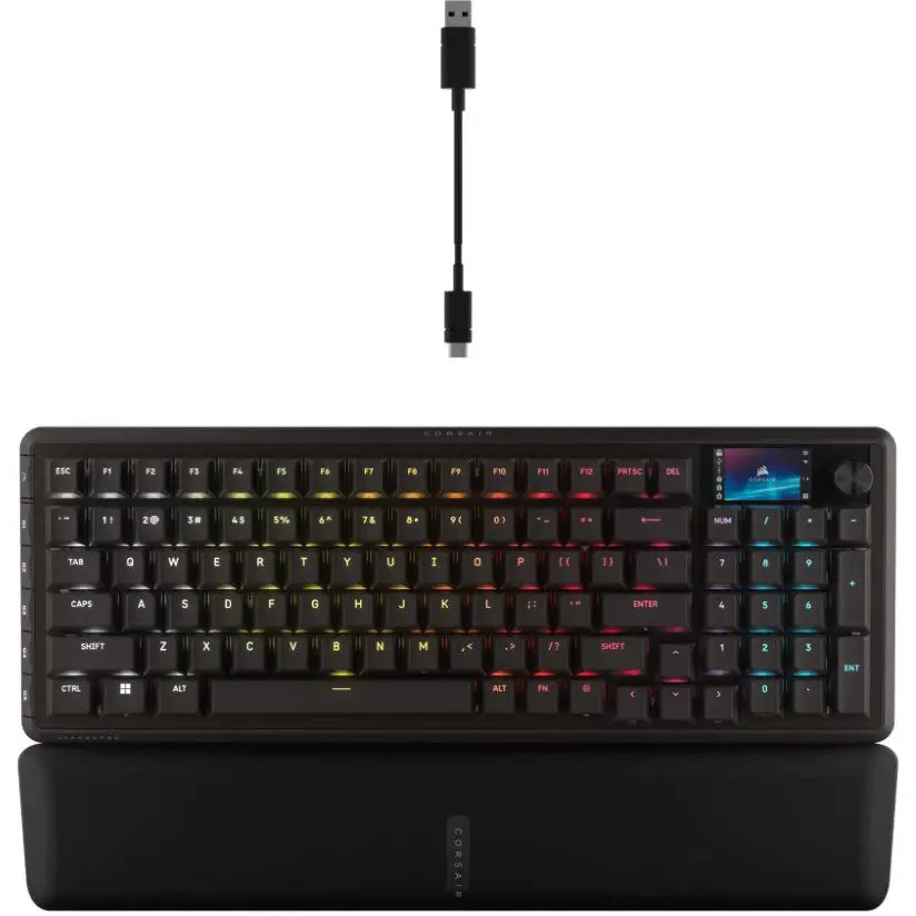 Corsair Vanguard 96 Mechanical Gaming Keyboard, 96% Layout, MLX Plasma Linear Switches, 8000Hz Polling, LCD Display, Virtual Stream Deck G-Keys, FlashTap SOCD, Black