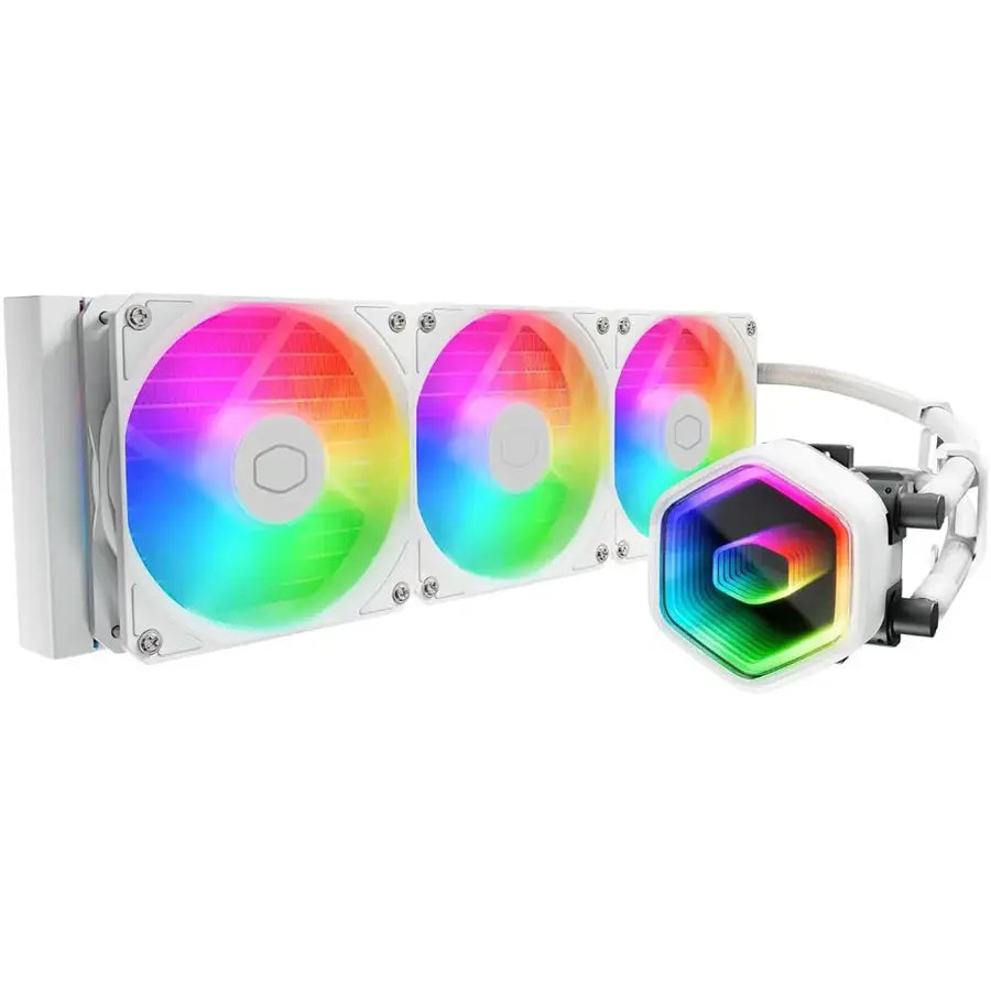 Cooler Master MasterLiquid Core II 360 Liquid CPU AIO Cooler, 360mm Radiator, 3X ARGB PWM Fans 650 To 1,750, Infinity Mirror Dual-Chamber Pump, AMD AM5/AM4 and Intel LGA 1851/1700, White, MLW-D36M-A18PA-RW
