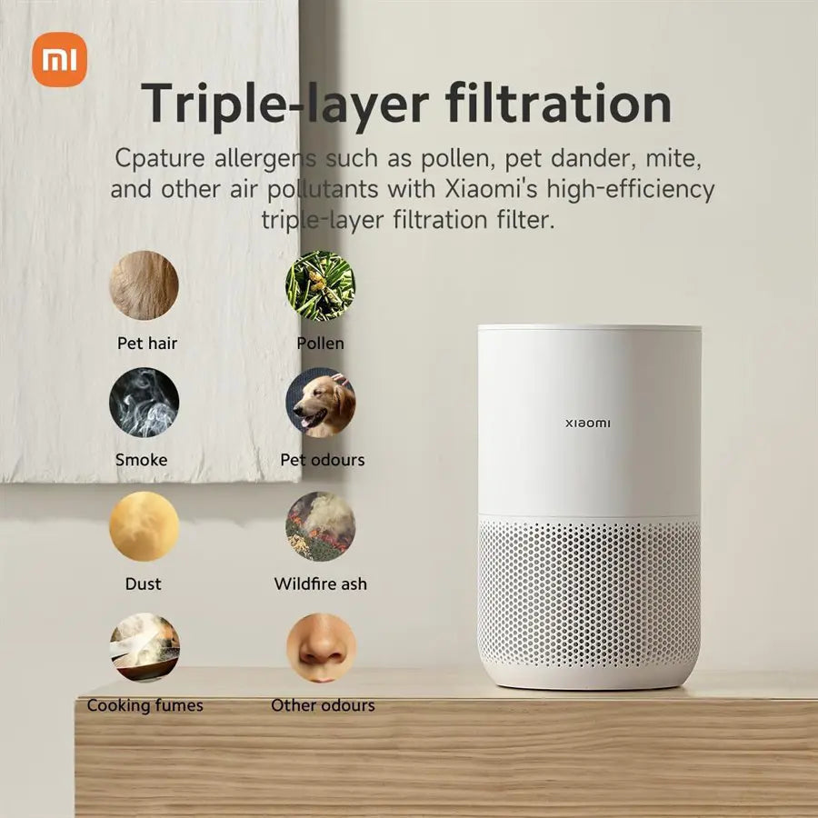 Xiaomi Mi Air Purifier 4 Compact, Air Purifier, True HEPA H13 3-Stage Filter, Removes 99.97% Pollutants To 0.3 Microns, Smart Home Integration, Whisper Quiet, 0.9KW/day, OLED Touch Display