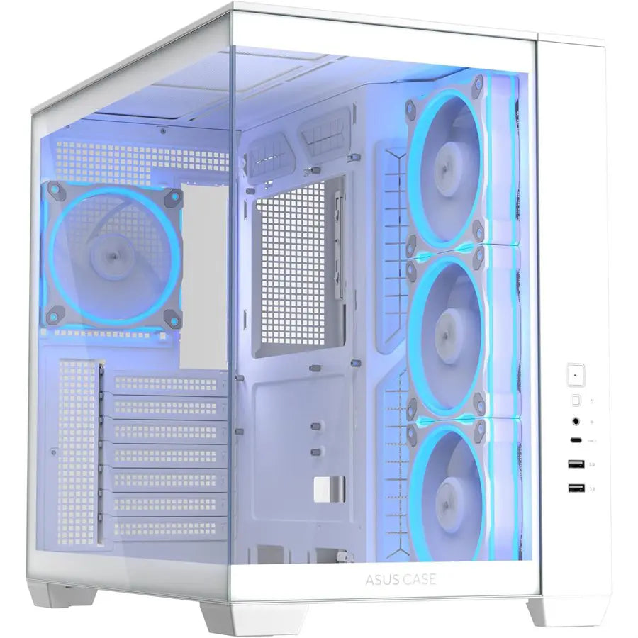 Asus A32 Plus TG ARGB Case Midtower ATX, Tempered Glass, 4 ARGB Fans, 360mm Radiator Support, USB 3.2 Gen 2 Type-C, 420mm GPU, White