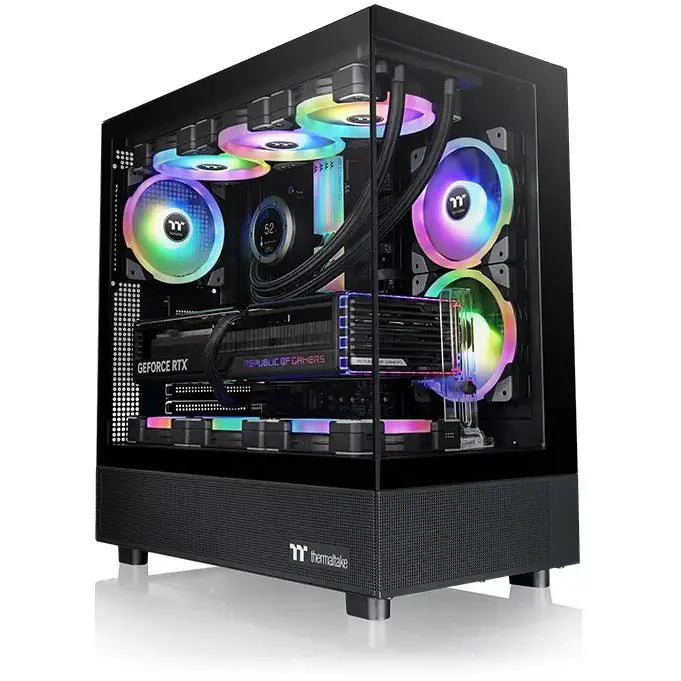 Thermaltake View 270 TG ARGB Mid Tower PC Case, E-ATX, 1x ARGB Fan, 360mm Radiator Support, Tempered Glass Front and Side, Black