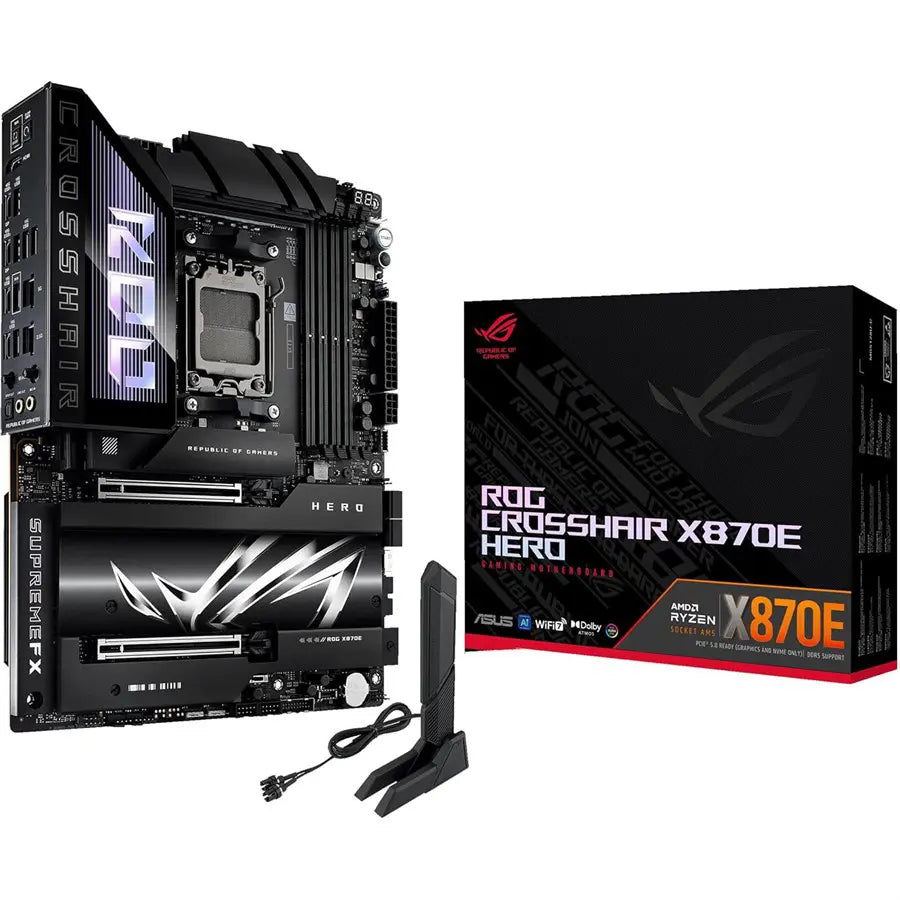 ASUS ROG Crosshair X870E Hero AM5 ATX Motherboard, DDR5 Memory, Onboard Wi-Fi 7, Advanced AI PC Ready