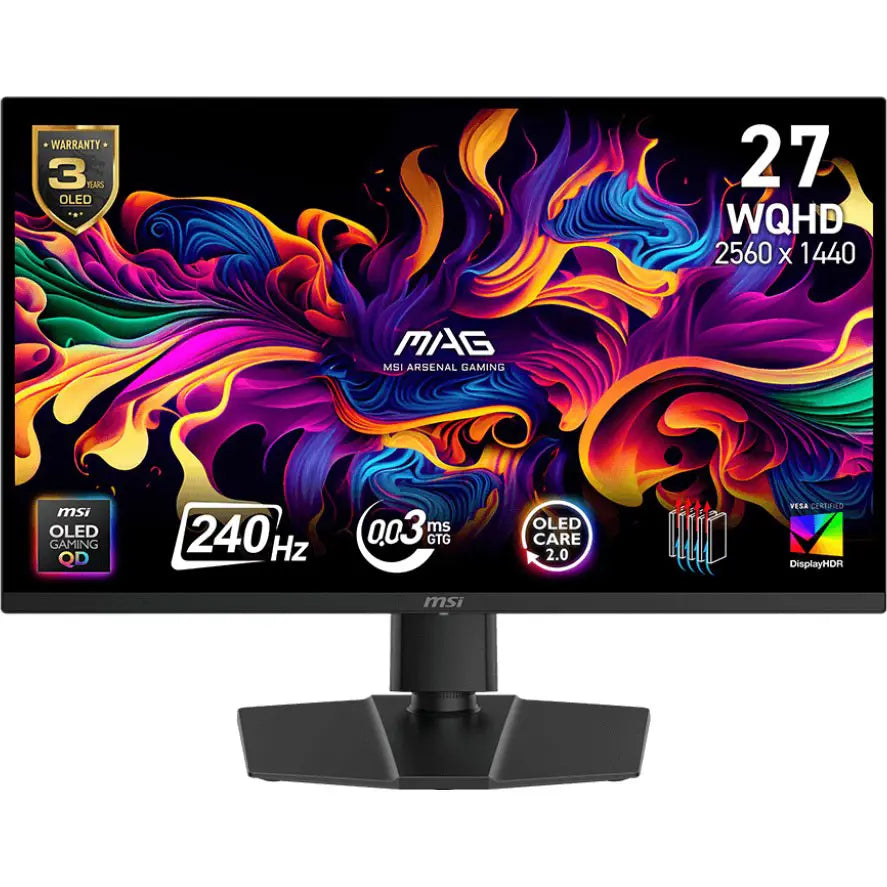 MSI MAG 273QP QD-OLED X24 Gaming Monitor, 26.5 Inch QD-OLED, WQHD 240Hz, 0.03ms GTG, DisplayHDR True Black 400, Adaptive-Sync, HDMI 2.1