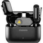 MAONO Wave T1 Mini Wireless Lavalier Microphone, USB-C Plug, 48kHz/16bit, 4-Level AI Noise Cancellation, 30Hours, 328ft, Black, WM622 PC2