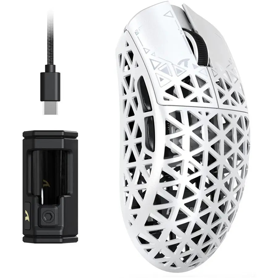 ATTACK SHARK R5 Ultra Carbon Fiber Wireless 8K PAW3950MAX Gaming Mouse, 39g Superlight, PAW3950MAX Sensor, 8000Hz Wireless Polling Rate, DPI Up To 42000, White