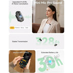 MAONO Wave T1 Mini Wireless Lavalier Microphone, 48kHz/16bit, 32dB Gain, 4-Level AI Noise Cancellation, 30hours, 328ft, USB-C and Lightning Plug, WM622 PBC2, Black