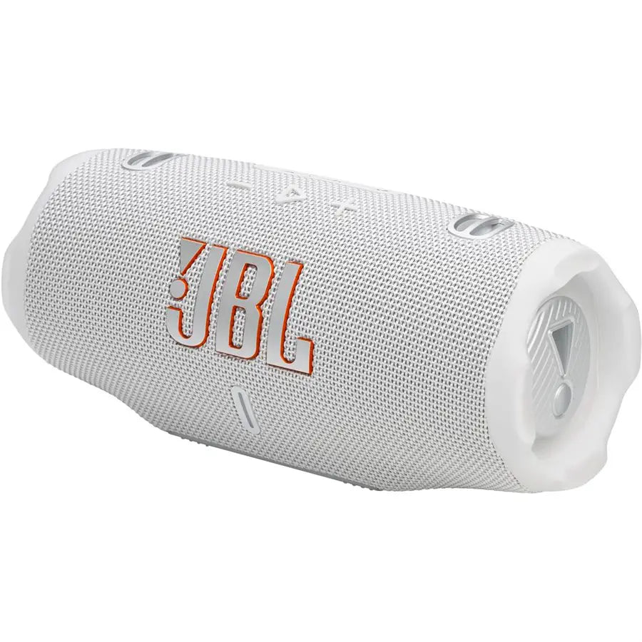 JBL Charge 6 Bluetooth Speaker White JBLCHARGE6WHT, AI Sound Boost, 30W Woofer, 15W Tweeter, Up To 28 Hours Playtime, Auracast Multi-Speaker