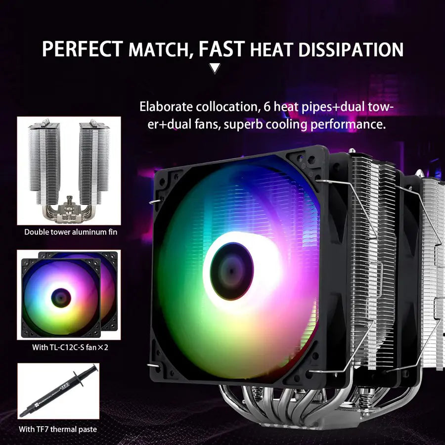 Thermalright Peerless Assassin 120 SE ARGB CPU Air Cooler, 6 Heat Pipes, Dual TL-C12C-S PWM Fan, Aluminium Heatsink Cover, AGHP Technology, for AMD AM4 AM5 Intel LGA1700 115X 1155 1200 1851