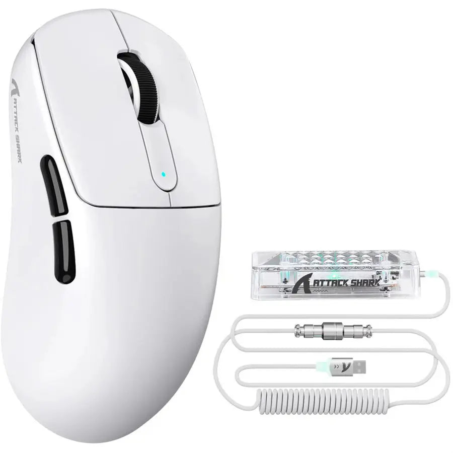 ATTACK SHARK V5 Ultra-Light Tri-Mode Gaming Mouse, 42000 DPI, 8000Hz, 53g, 500mAh, White