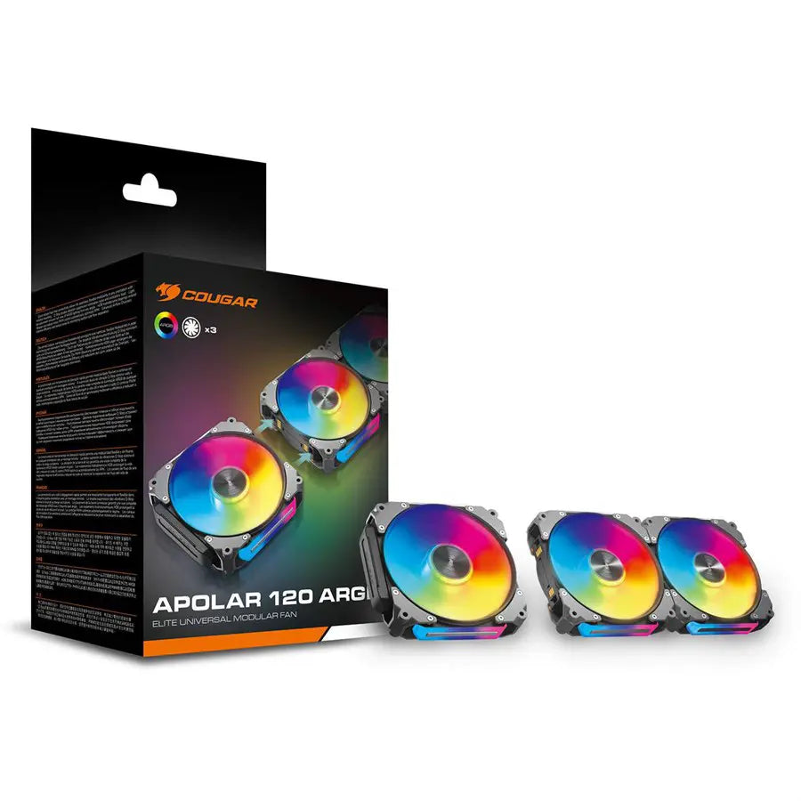 Cougar APOLAR 120 ARGB | 3 Fan Pack Black | Elite Universal Modular Fan | Daisy Chaining