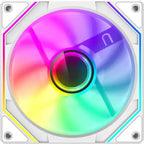 GameMax FN12A-S8I-RW ARGB Fan, Reverse 120mm, White Frame, Intelligent Speed Control, Inner and Outer Light, Shockproof Design, Reverse Blade, Case Fan, White