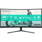 Philips Evnia 34M2C3500L Gaming Monitor, 34' WQHD Curved, 180Hz, 0.5ms, FreeSync Premium, HDR10, 2x HDMI, DisplayPort 1.4, Dark Grey