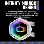 Cooler Master MasterLiquid Core II 360 Liquid CPU AIO Cooler, 360mm Radiator, 3X ARGB PWM Fans 650 To 1,750, Infinity Mirror Dual-Chamber Pump, AMD AM5/AM4 and Intel LGA 1851/1700, White, MLW-D36M-A18PA-RW