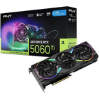 PNY NVIDIA GeForce RTX 5060 Ti Epic-X ARGB OC Triple Fan Graphics Card, 16GB GDDR7, 128-Bit, Boost 2692MHz, PCIe 5.0, HDMI and DP 2.1, 2-Slot, SFF-Ready, VCG5060T16TFXXPB1-O