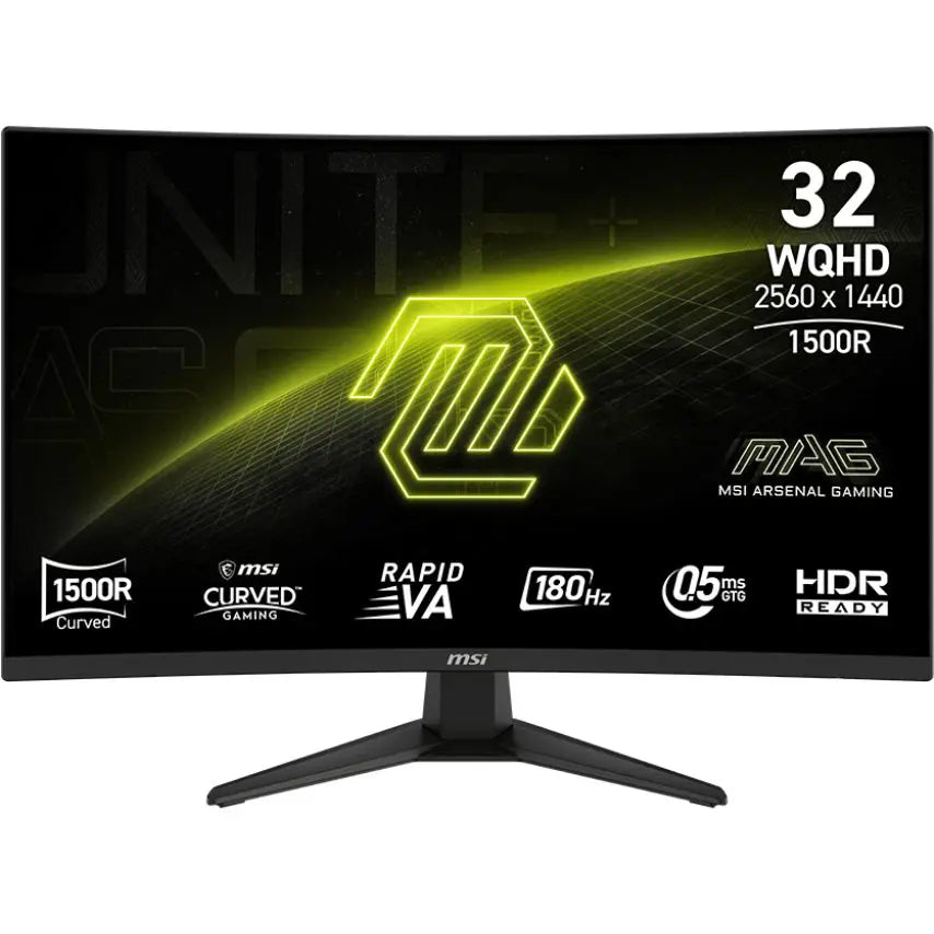 MSI MAG 321CQF E18 Curved Gaming Monitor, 31.5 Inch WQHD, 180Hz, 0.5ms GTG, HDR Ready, Adaptive-Sync