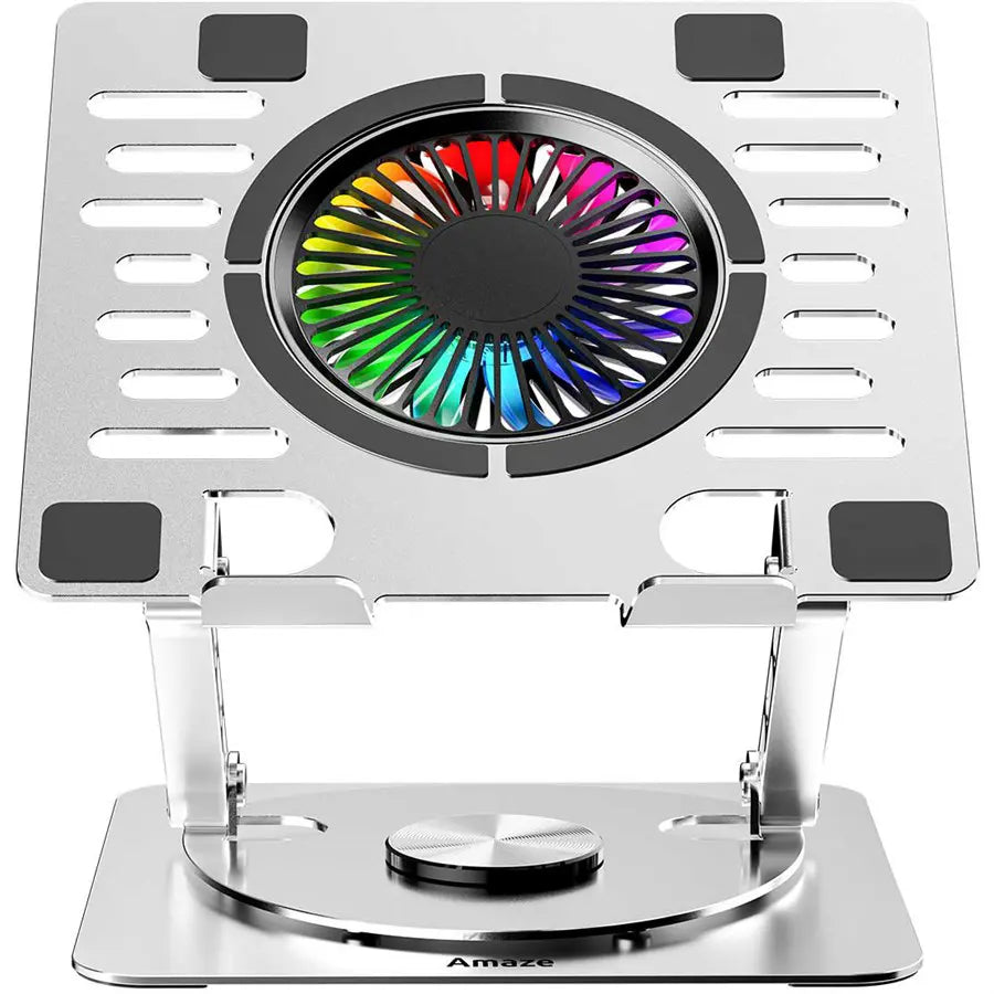 Amaze A525 Laptop Aluminum Rotatable RGB Cooling Stand with 110mm Fan, 10 RGB Modes, 360° Plate