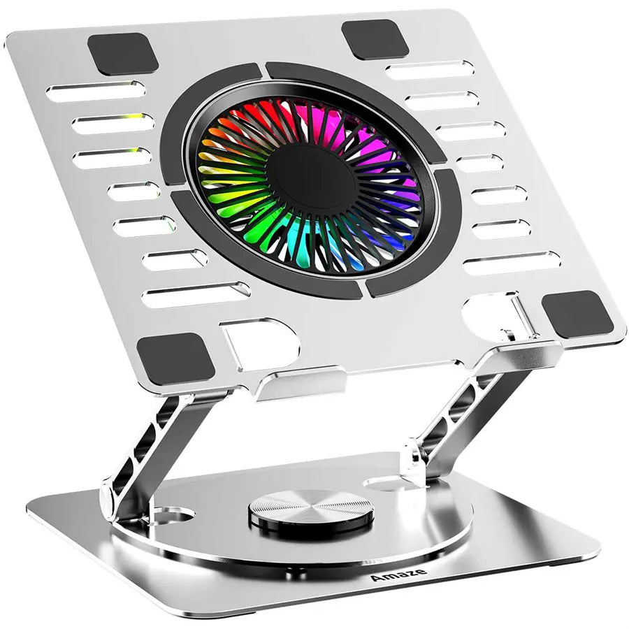 Amaze A525 Laptop Aluminum Rotatable RGB Cooling Stand with 110mm Fan, 10 RGB Modes, 360° Plate