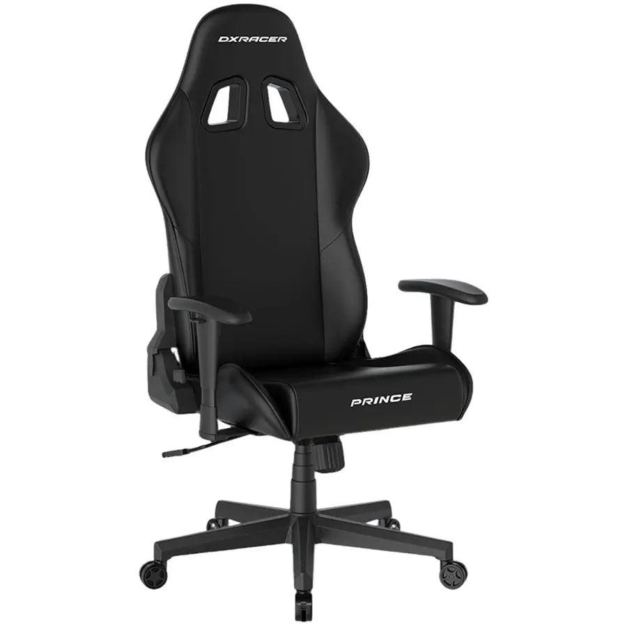 DXRacer Prince Series Gaming Chair, Racing Style, Cooling Gel Headrest, Lumbar Support, 2D Armrest, 90-135 Degree Recline, PVC Leather, Black
